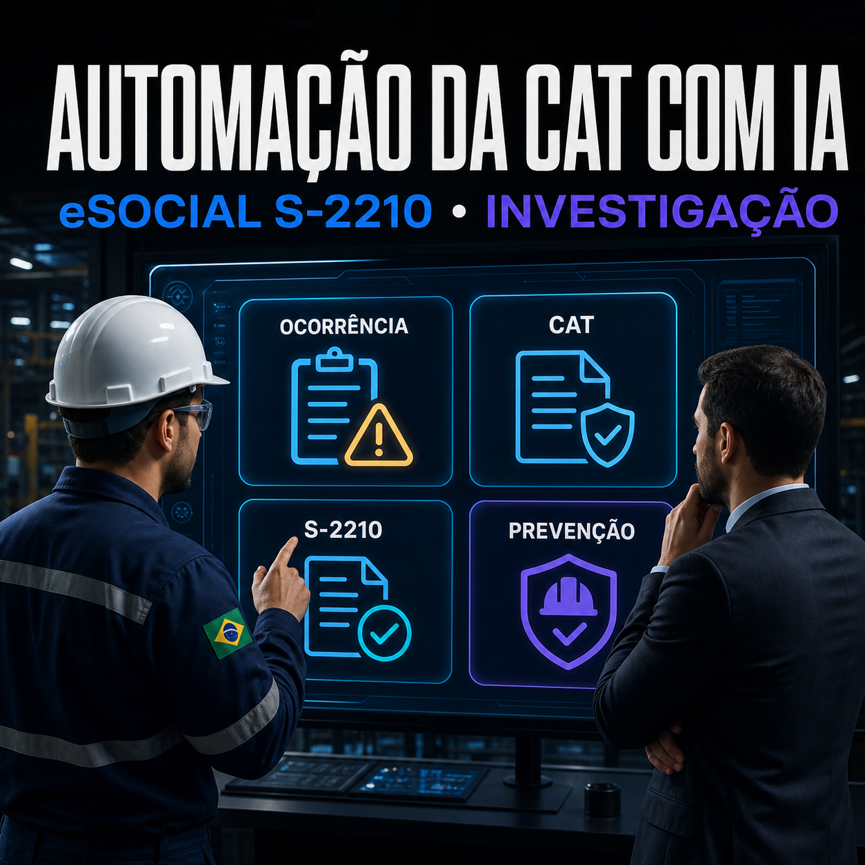 Automação da CAT com IA conectando eSocial S-2210 e investigação de acidentes