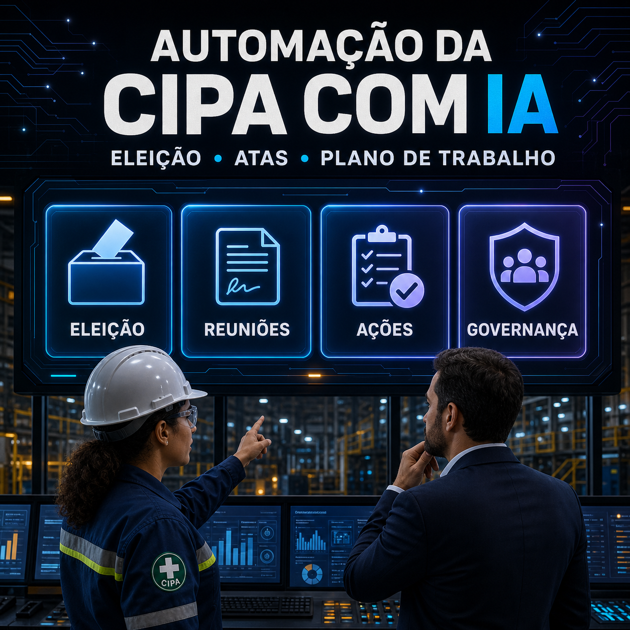 Automação da CIPA com IA conectando eleição, atas e plano de trabalho