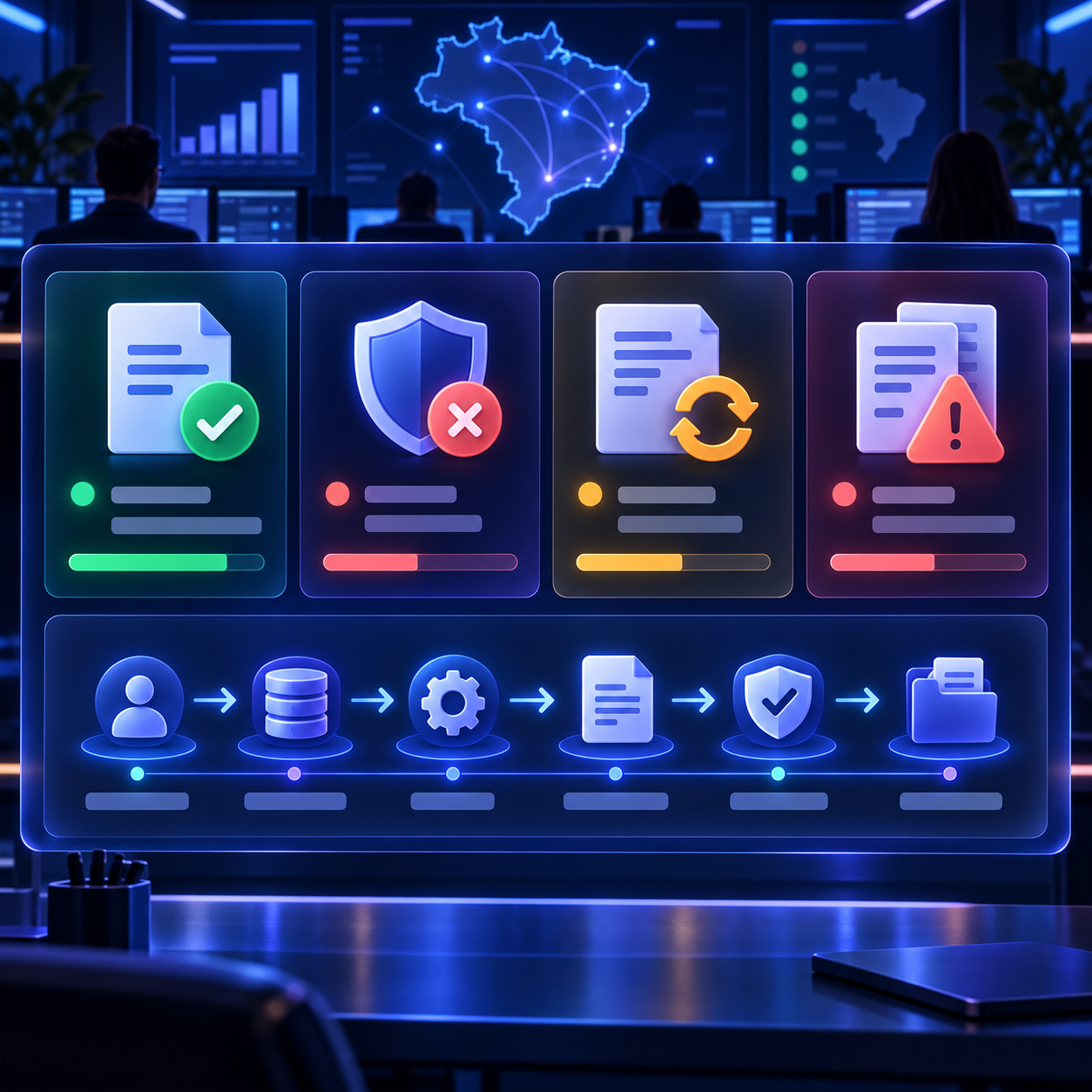 Painel de controle com autorizações, rejeições, eventos e conciliação da NFS-e