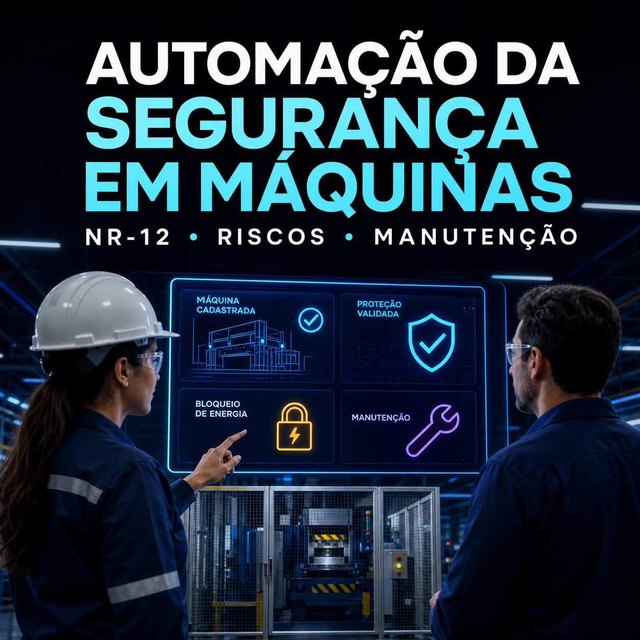 Automação da segurança em máquinas com IA conectando NR-12, riscos e manutenção