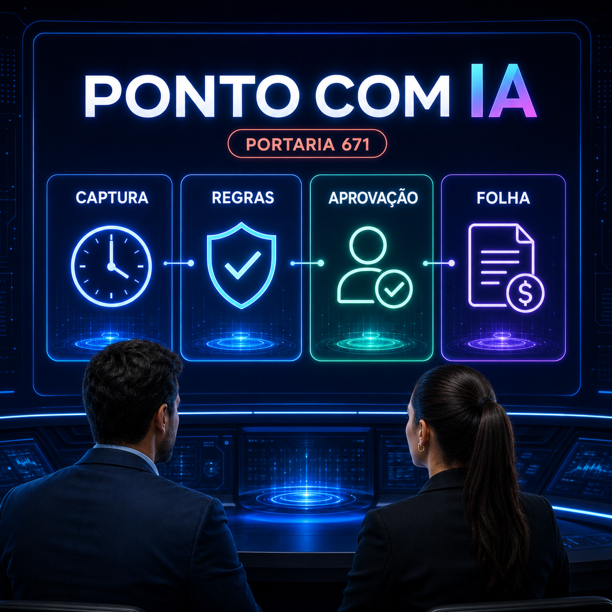Fluxo de controle de ponto com IA conforme a Portaria 671, da captura à folha