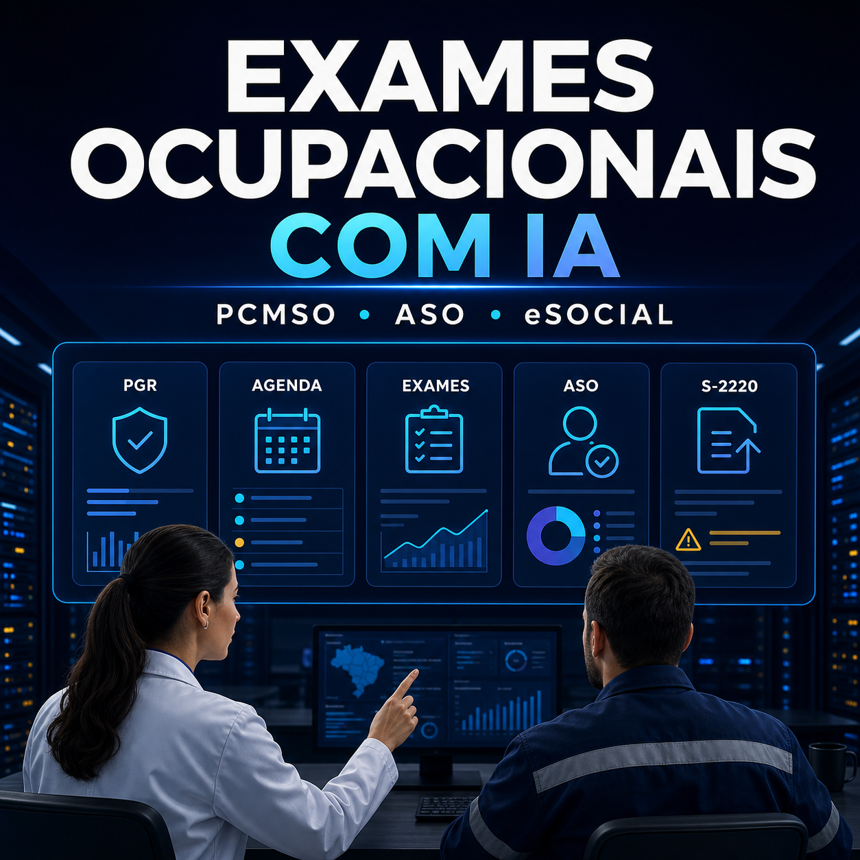 Automação de exames ocupacionais com IA conectando PCMSO, ASO e eSocial