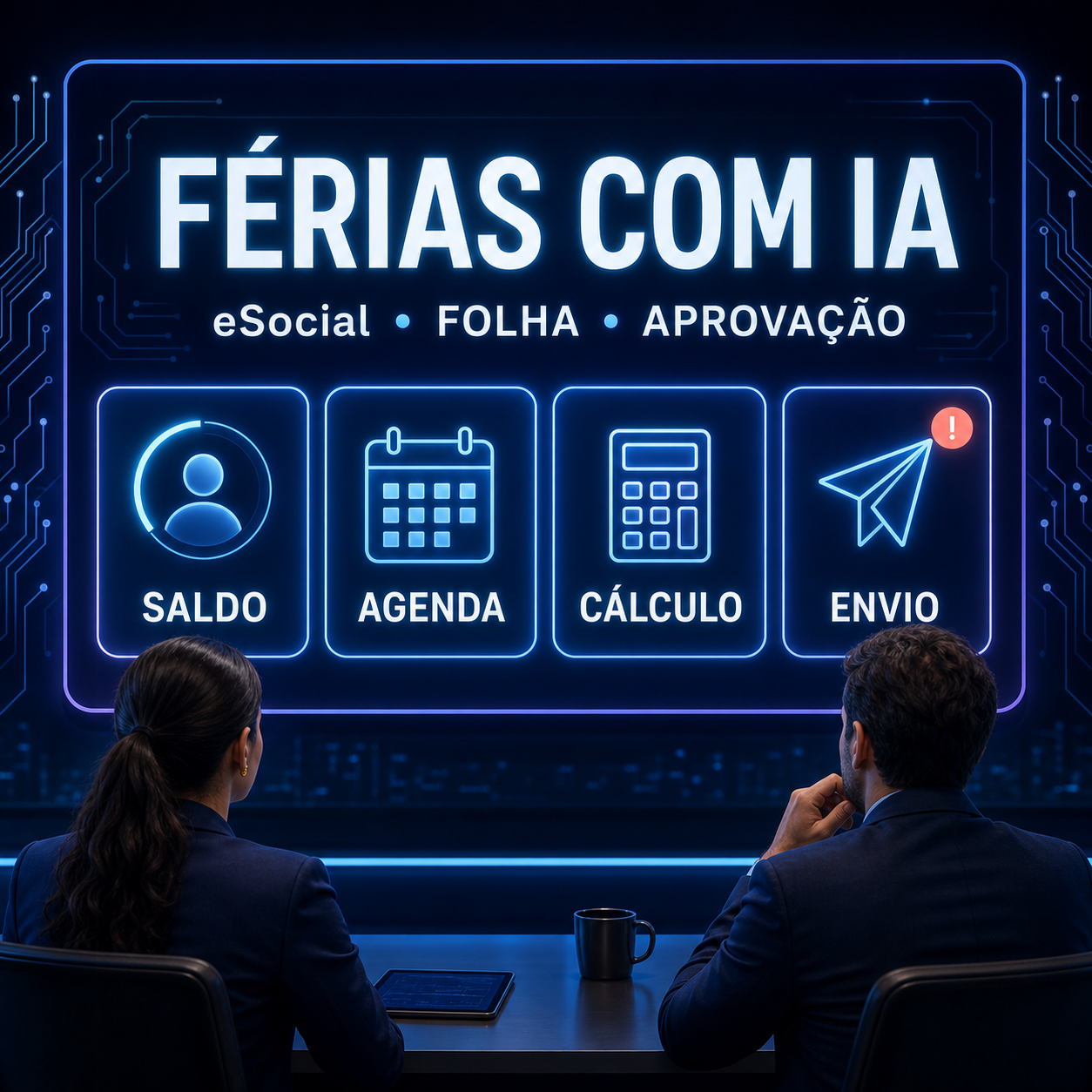 Automação de férias com IA conectando eSocial, folha e aprovação humana