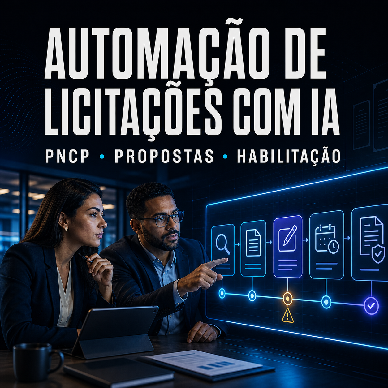 Automação de licitações com IA conectando PNCP, propostas e habilitação